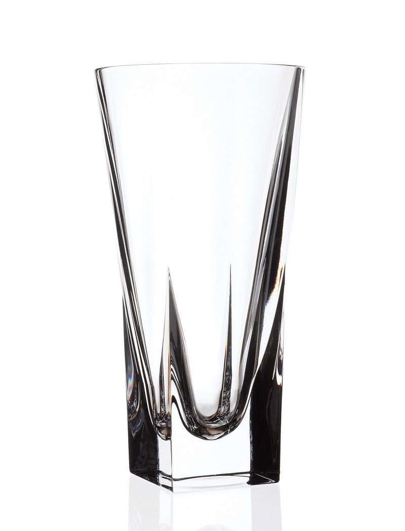 Barski Vase - Crystal Glass - 12" H - for Flowers - Roses - Square Bottom - Round Opening - Made in Europe